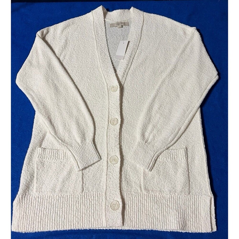 LOFT Cream Textured Knit Cardigan Sweater Size S NWT $69.50